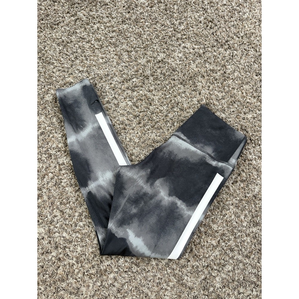 Nike One Luxe Mid-Rise Printed Leggings Size Small Black White Gray  DM7619-010